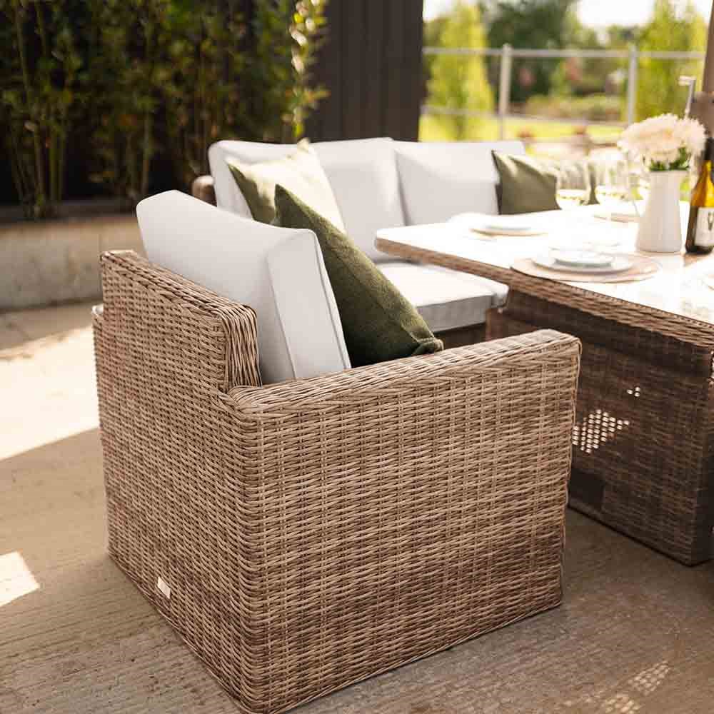 Iris Luxury Rattan Sofa Set With Parasol & Rising Table