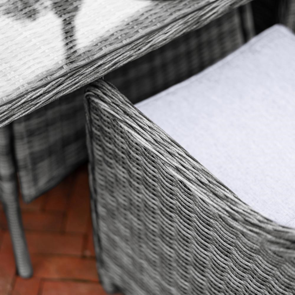 Luxury Rattan 4 Seater Square Dining Set in Stone | Primrose Living