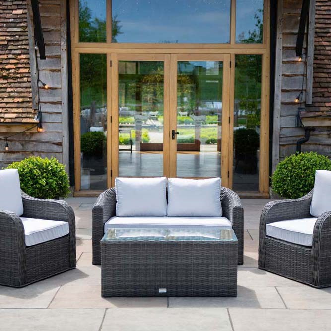 Classic Rattan Sofa & Chairs Set With Coffee Table