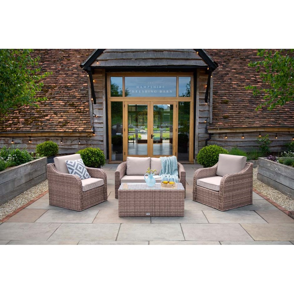 Classic Rattan Sofa & Chairs Set With Coffee Table