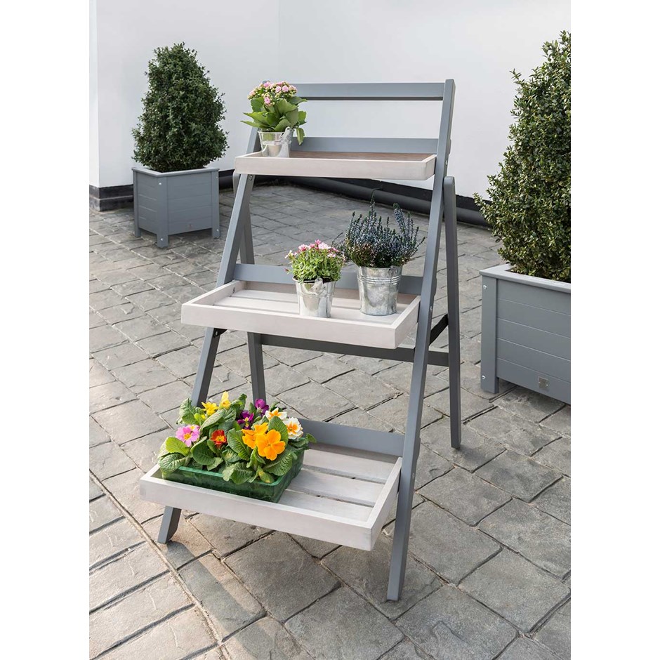 Florenity Grigio Wooden Folding Pot Shelf