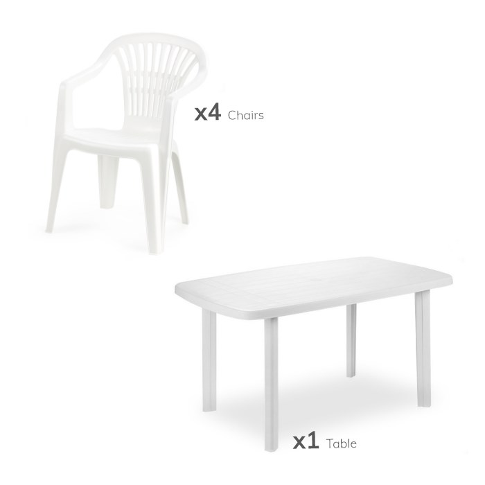 Primrose Four Seater Garden Dining Set White Resin