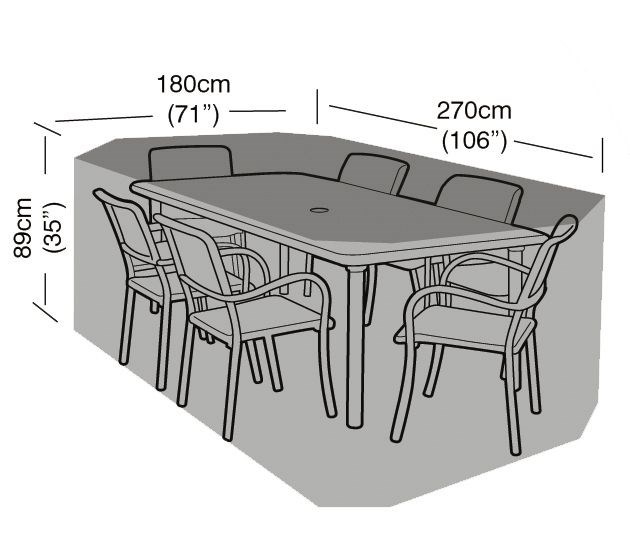 Rectangular 6 Seater Furniture Set Cover 270cm x 89cm - Super Tough - Dark Green