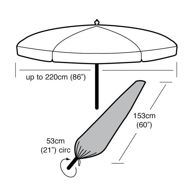 Small Parasol Cover 53cm x 153cm - Premium - Black