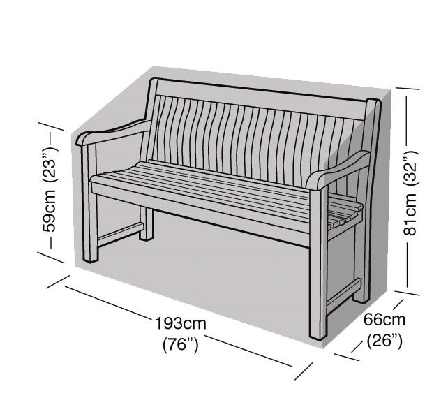 3-4 Seater Bench Cover 193cm x 81cm - Premium - Black