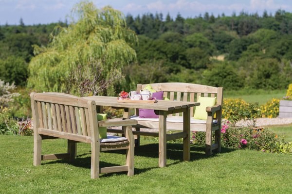 Emily Wooden Table & Bench Dining Set