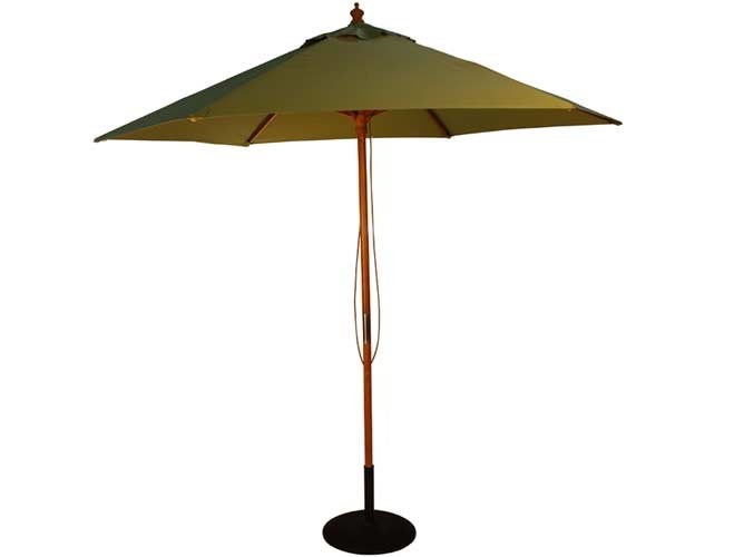 2.5m Wooden Parasol with Pulley in Light Green