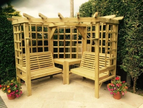 Primrose Deluxe Wooden Corner Arbour 2.1m (6ft 11in)