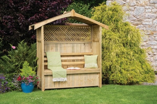 Wooden Three Seater Cottage Arbour with Storage box 2.1m (6ft 10in)