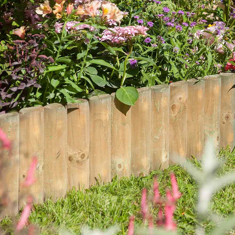 Pack of 4 Natural Log Border Fence 23cm x 1m
