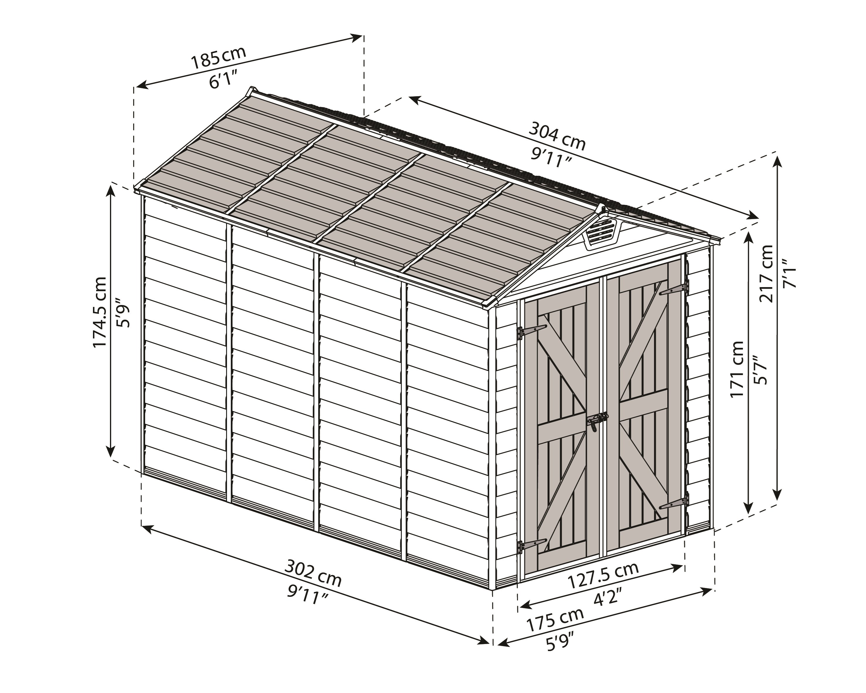 Palram - Canopia Skylight Shed 6x10 Tan-2 Box