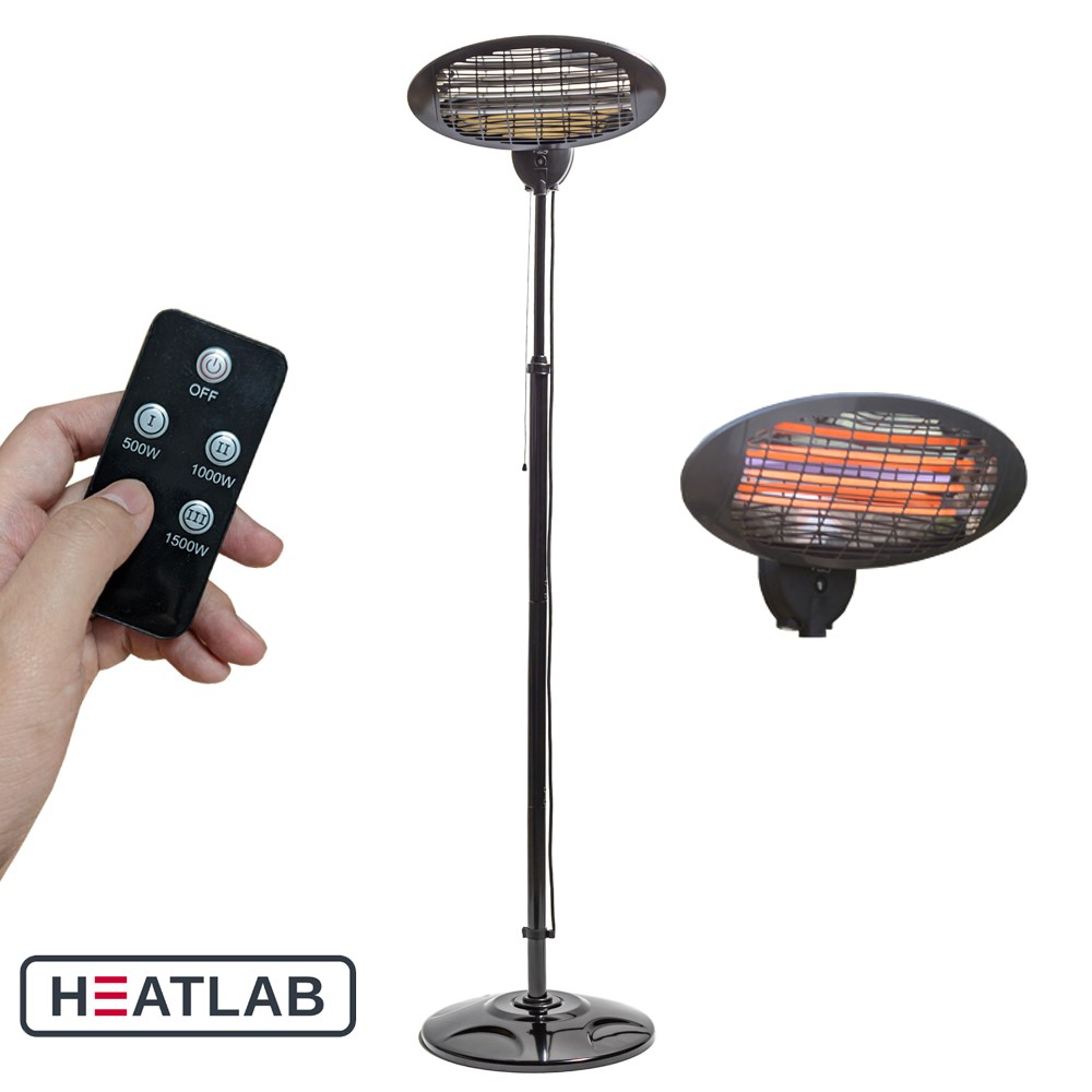 Freestanding Electric Quartz Bulb Patio Heater w/ Remote | Heatlab®