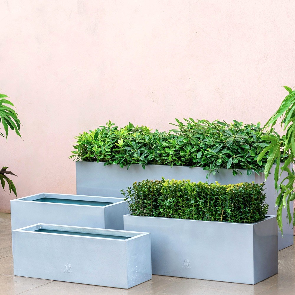 Silver Zinc Trough Planter
