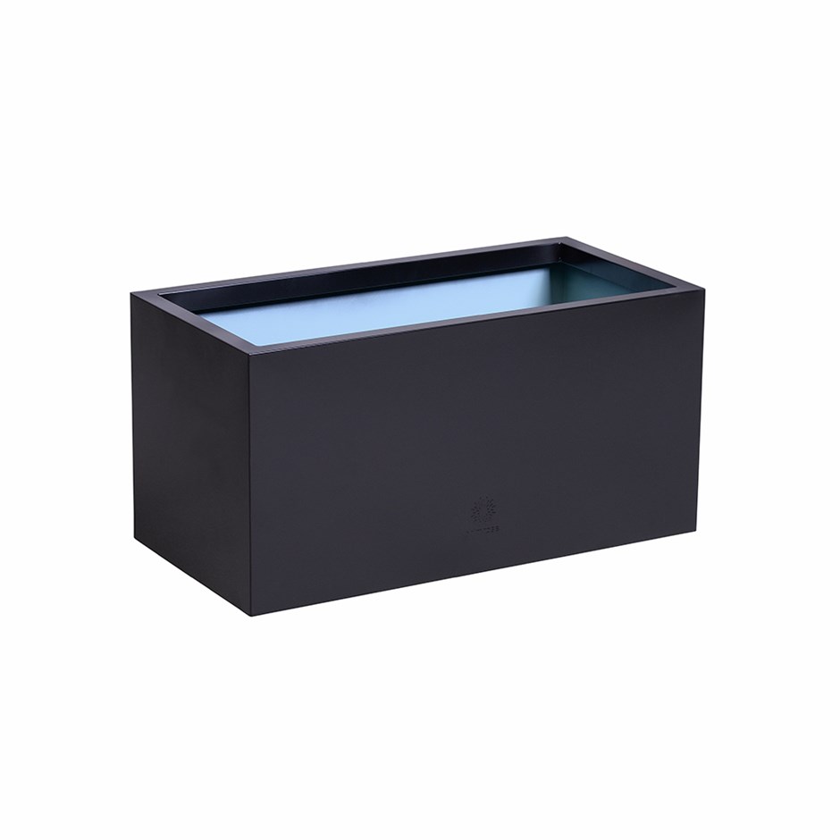 L70cm Zinc Galvanised Black Trough Planter - By Primrose™