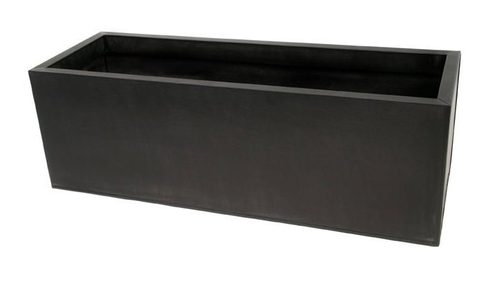 L70cm Zinc Galvanised Black Trough Planter - By Primrose™