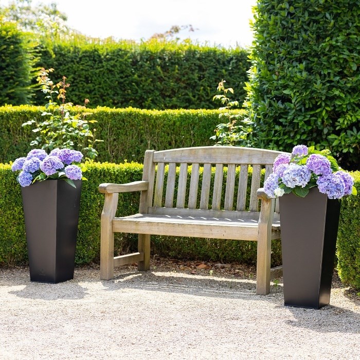 Zinc Galvanised Flared Square Planter in Black - By Primrose™ (H70cm x W30cm)