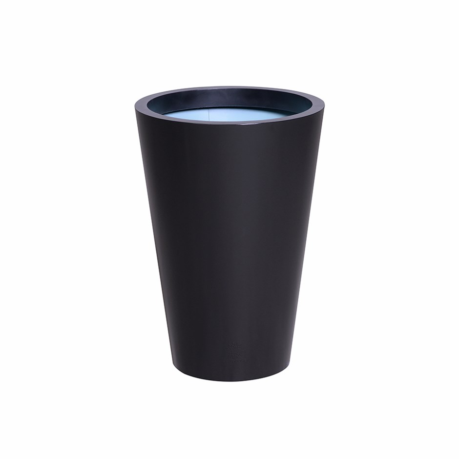 39cm Black Zinc Tall Round Planter