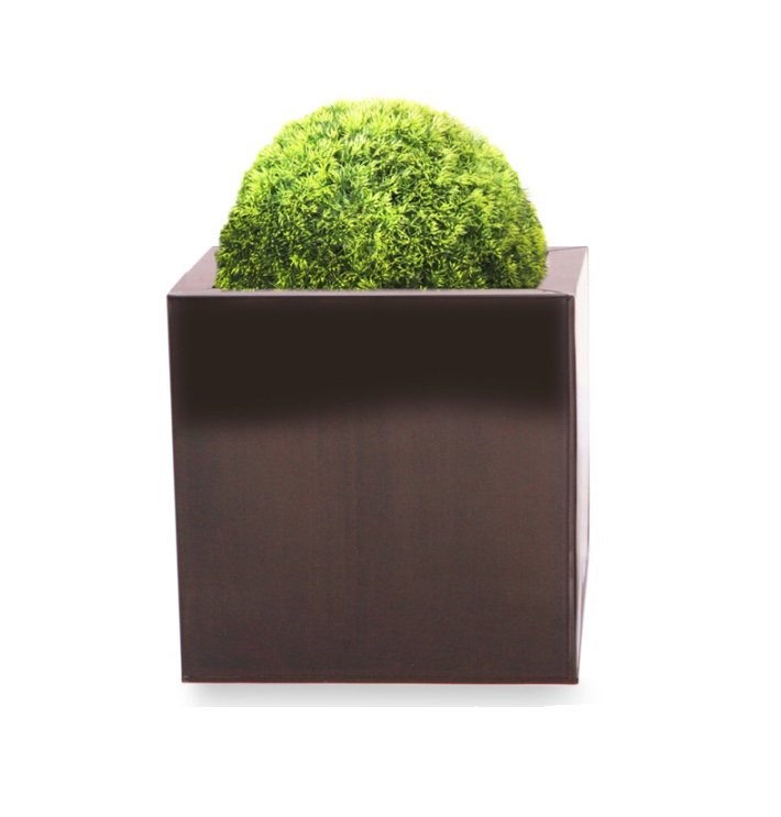 Mocha Brown Zinc Cube Planter