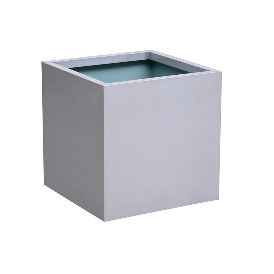 50cm Zinc Galvanised Silver Cube Planter - By Primrose™