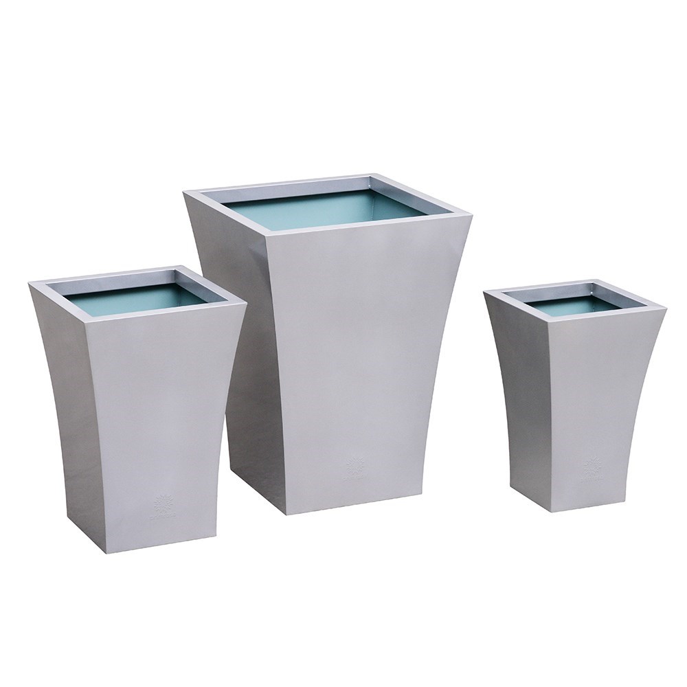 Silver Zinc Flared Square Planter