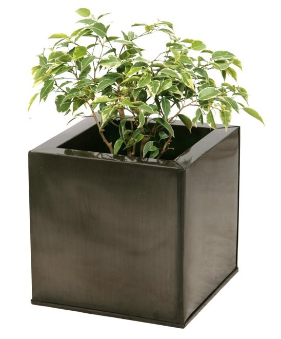 60cm Zinc Galvanised Pewter Cube Planter - By Primrose™