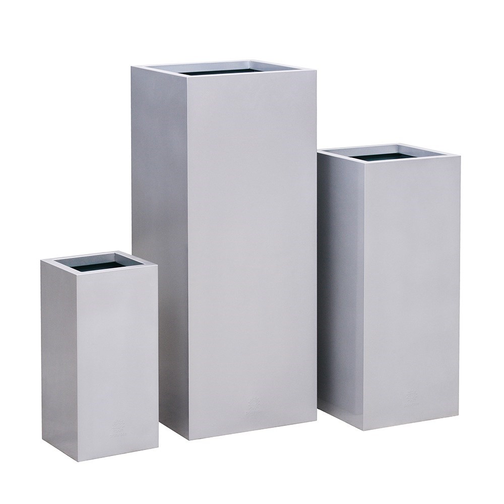 Silver Zinc Tall Square Planter