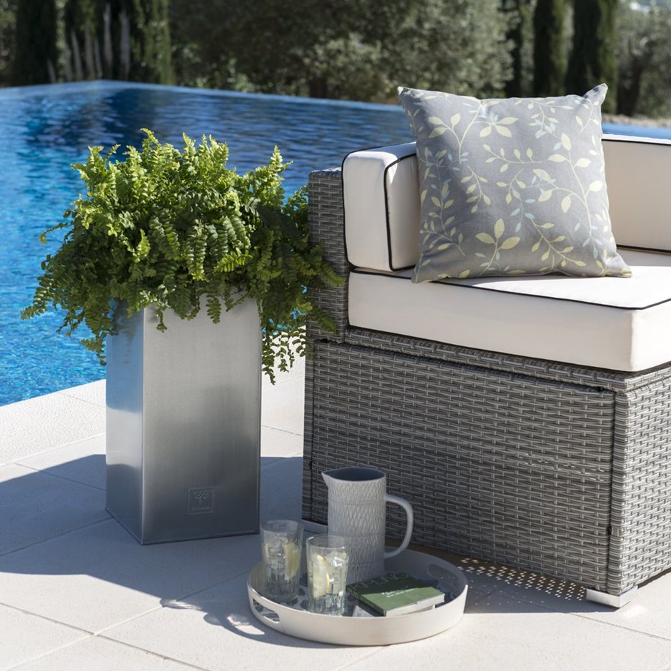 50cm Silver Zinc Tall Square Planter