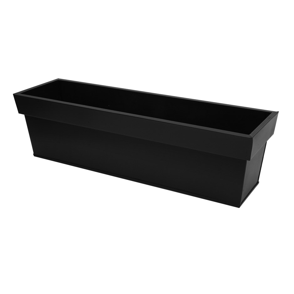 80cm Black Zinc Tapered Trough Edge Planter