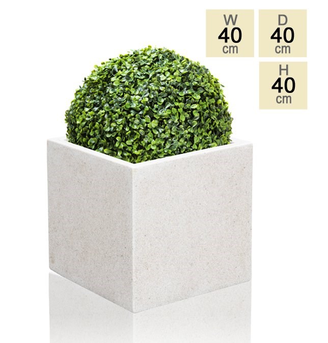 40cm Poly-Terrazzo Large White Cube Planter