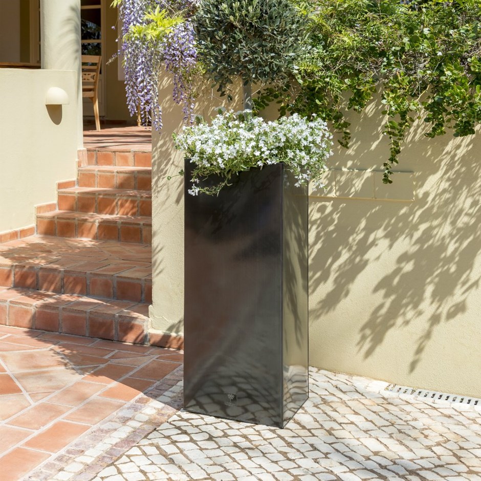 Black Zinc Tall Square Planter