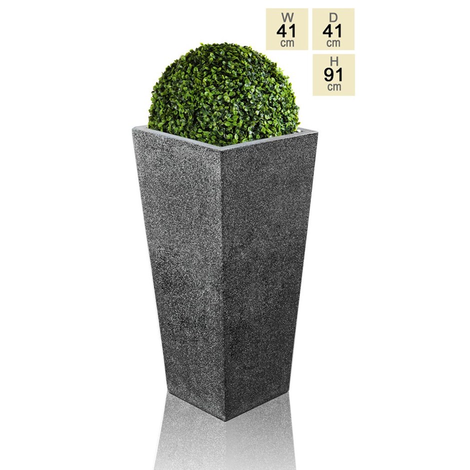 Speckled Grey Terrazzo Polystone Flared Square Planter