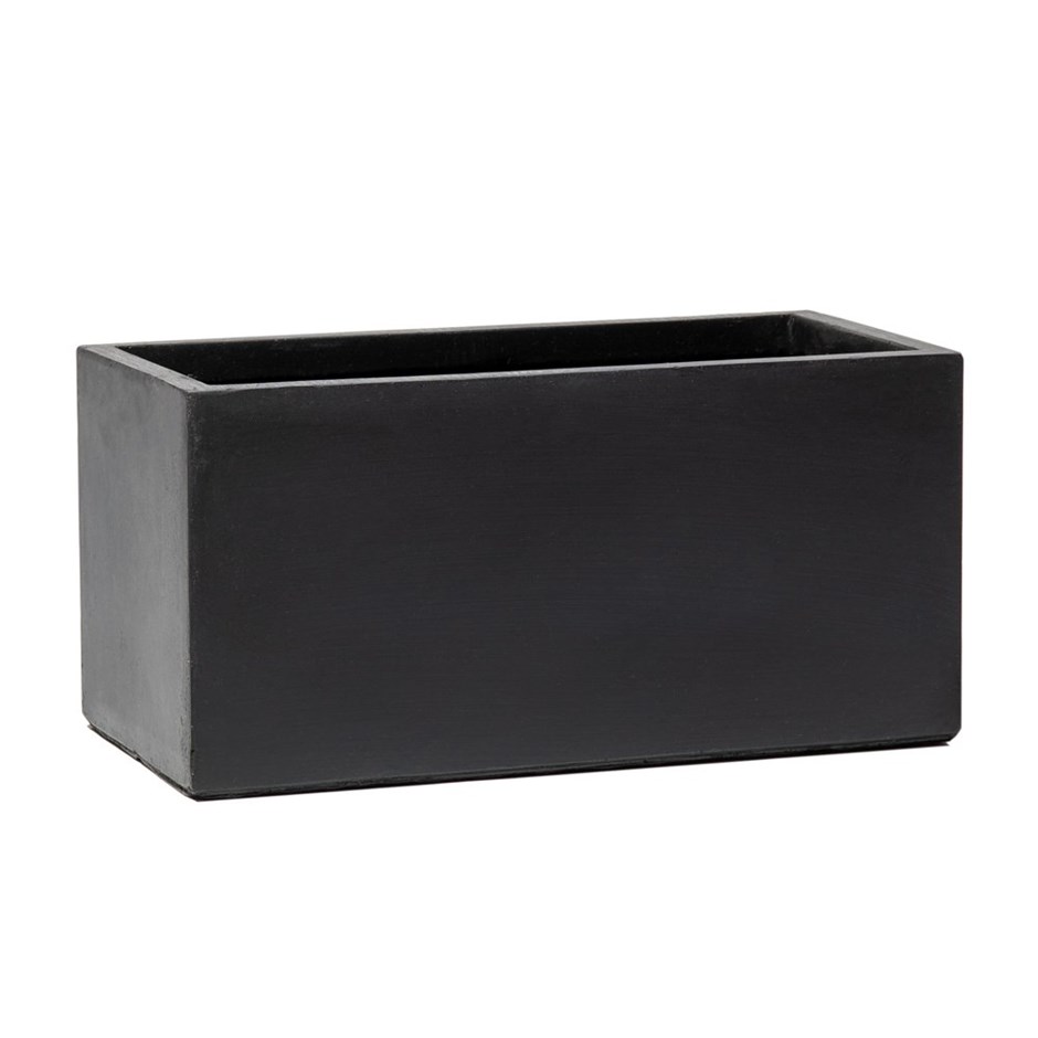 60cm Terracotta Fibrecotta Dark Grey Trough Planter