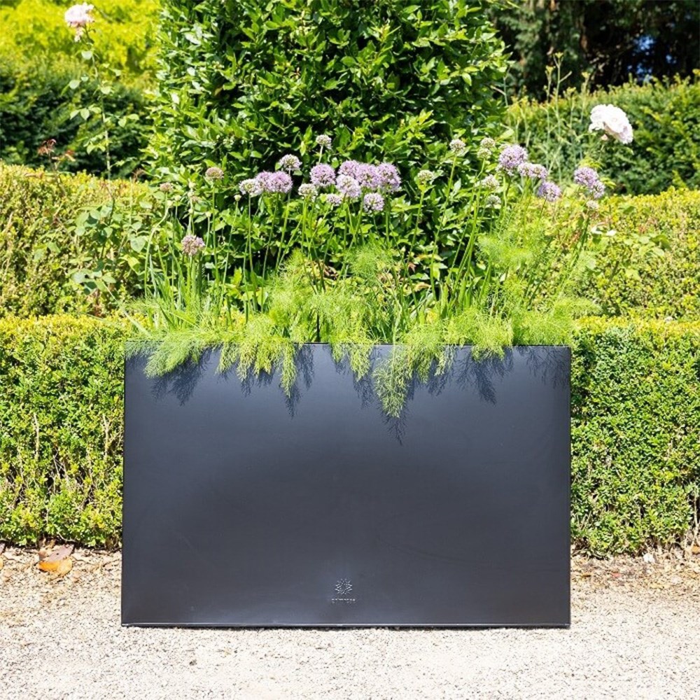 95cm Black Zinc Tall Trough Planter