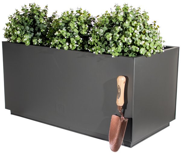 L80cm Zinc Galvanised Kick-Bottom Trough Planter in Black by Primrose™