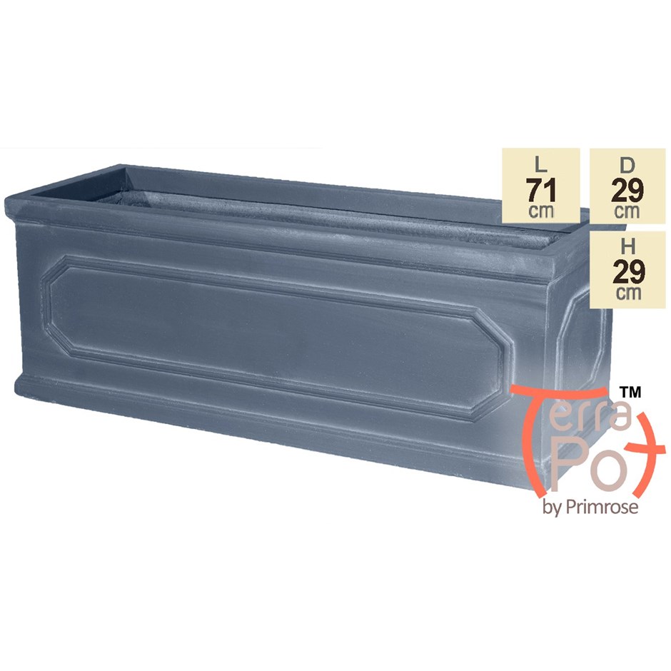 71cm Kensington Grey Fibrecotta Trough Planter