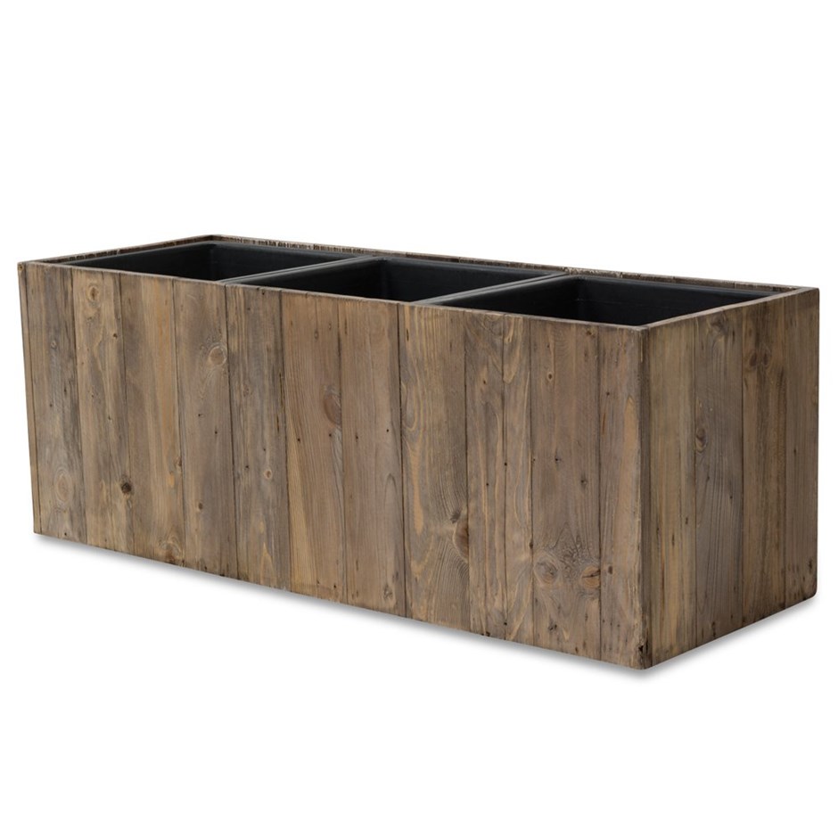 Wooden Three Part Trough Planter