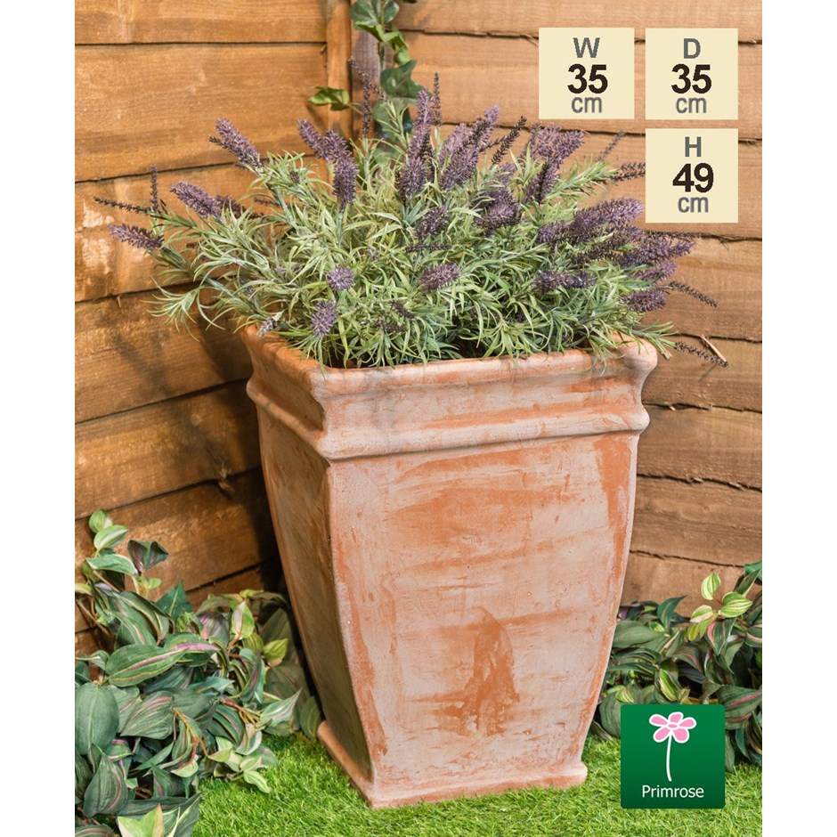 H49cm Terracotta Tapered Cube Planter