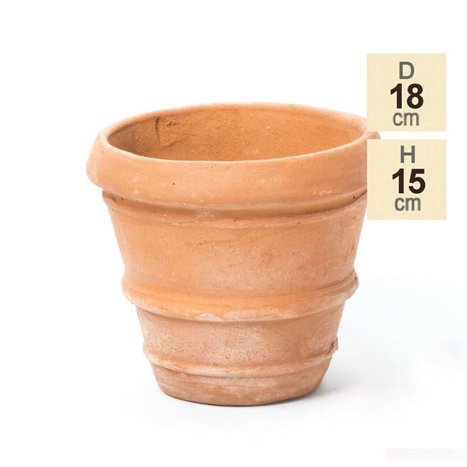 17.5cm Terracotta Rolled Rim Round Planter