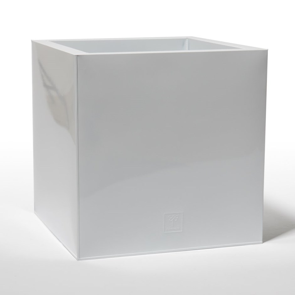 50cm Cube Zinc White Gloss Dipped Galvanised Planter