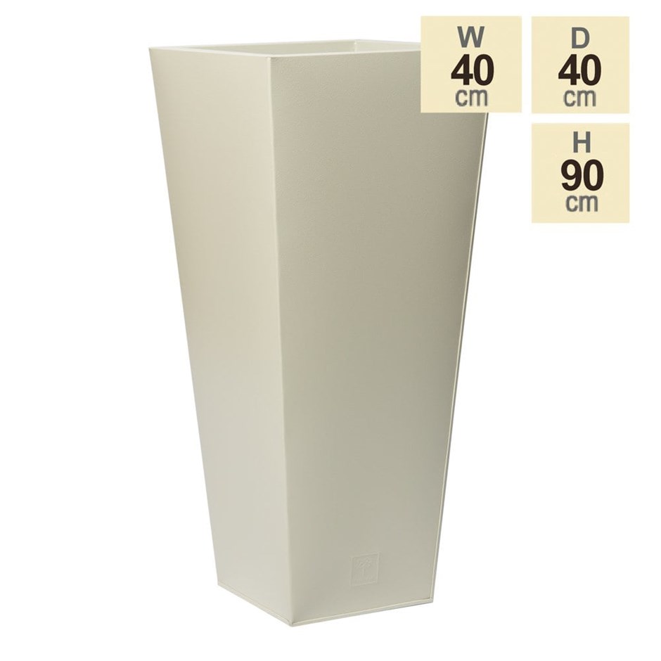 Ivory Zinc Tapered Square Planter