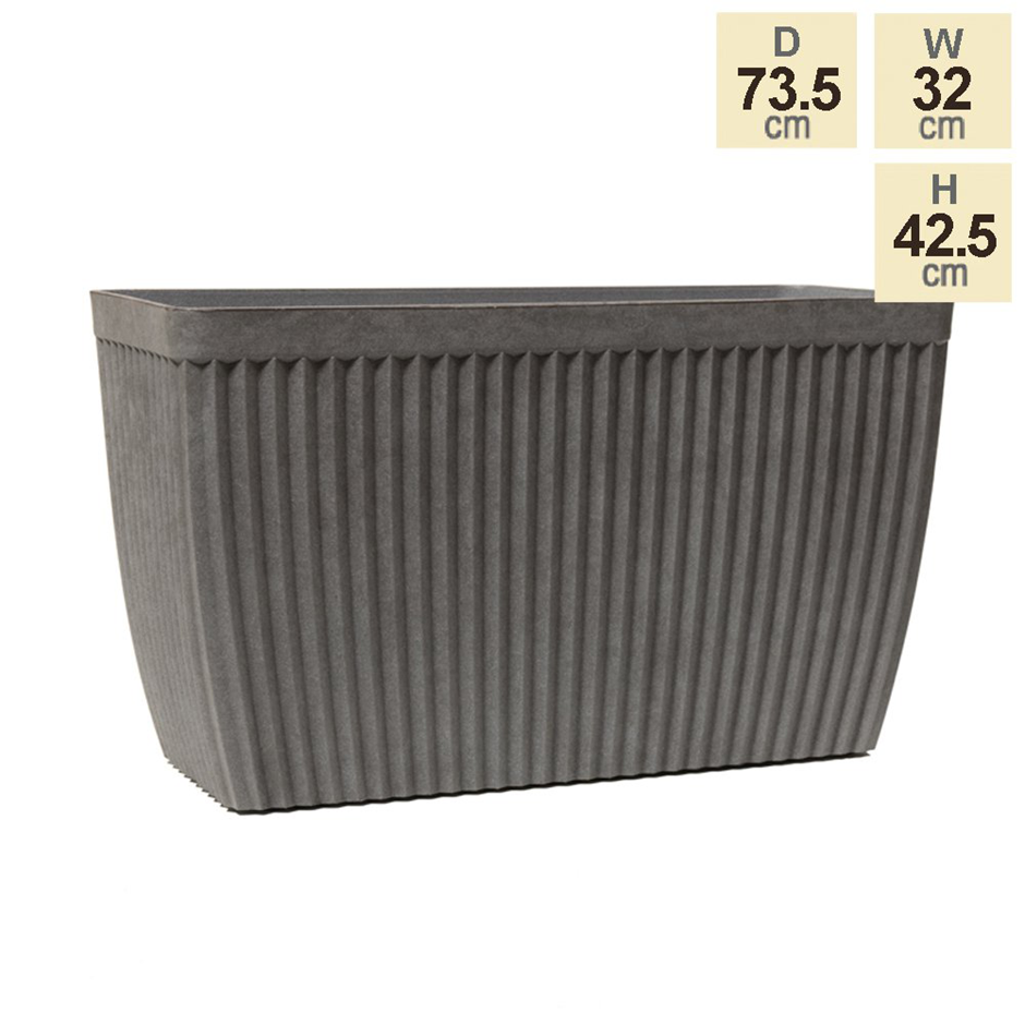 Grey Ribbed Textured Trough Planter