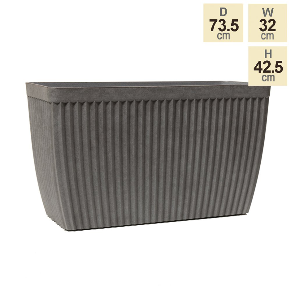 73.5cm Trough Grey Textured Planter