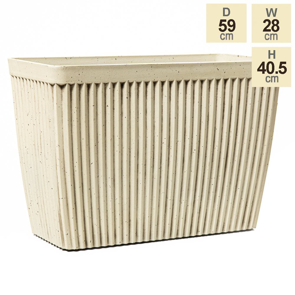 40.5cm White Ribbed Textured Trough Planter
