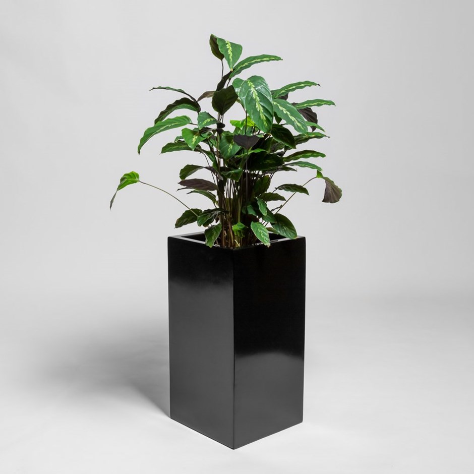 Black Gloss Polystone Tall Square Planter