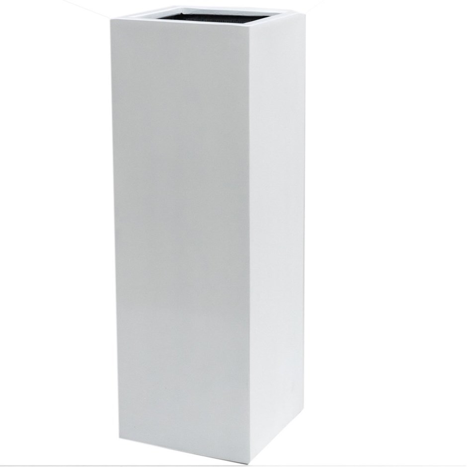 White Polystone Tall Square Planter