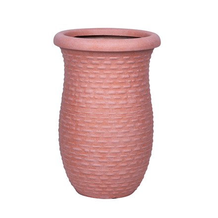 H50Cm Fibrecotta Tall Round Planter In Dust Pink By Primrose