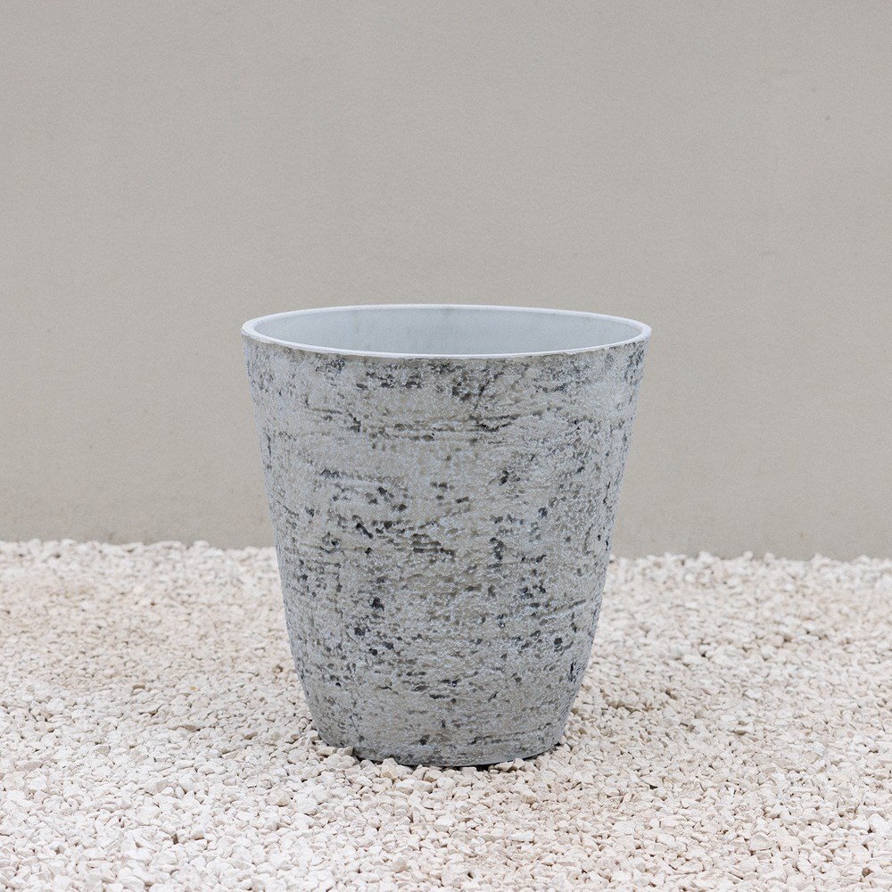 Textured Grey Stone Effect Tapered Round Planter