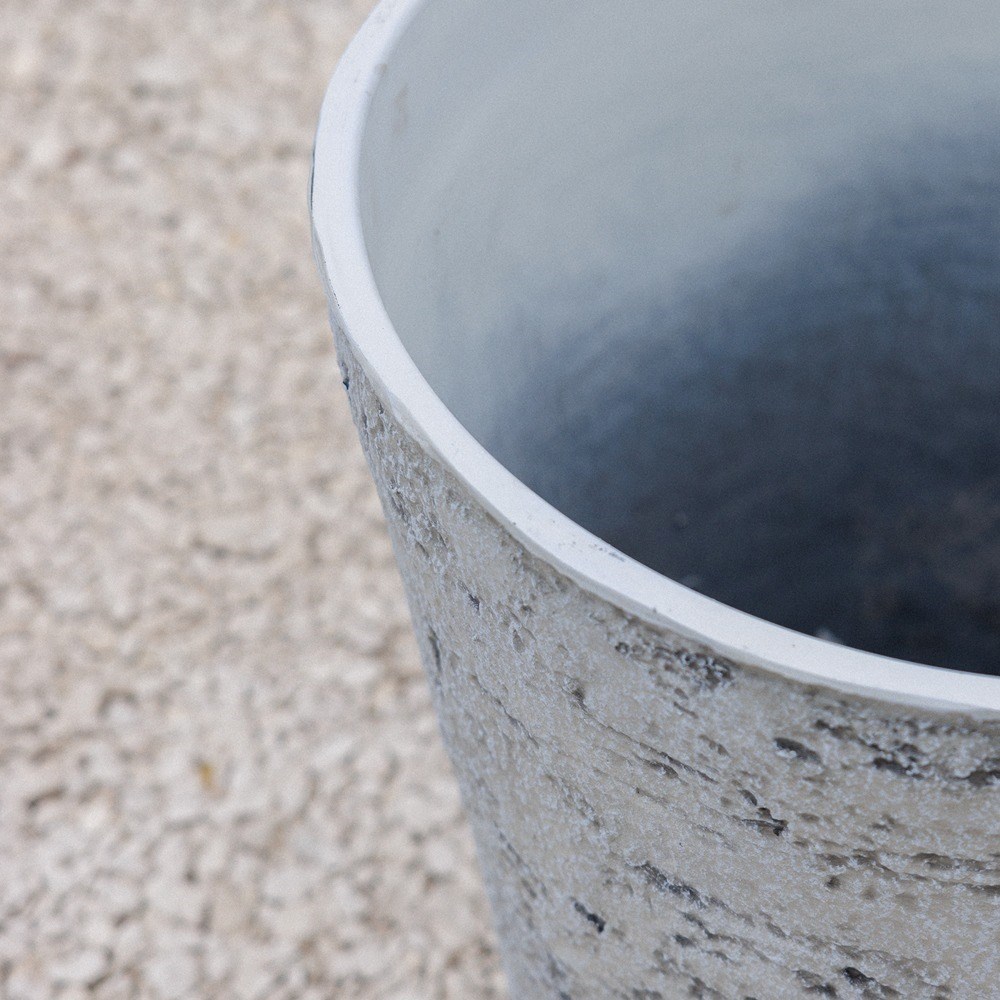 Textured Grey Stone Effect Tapered Round Planter