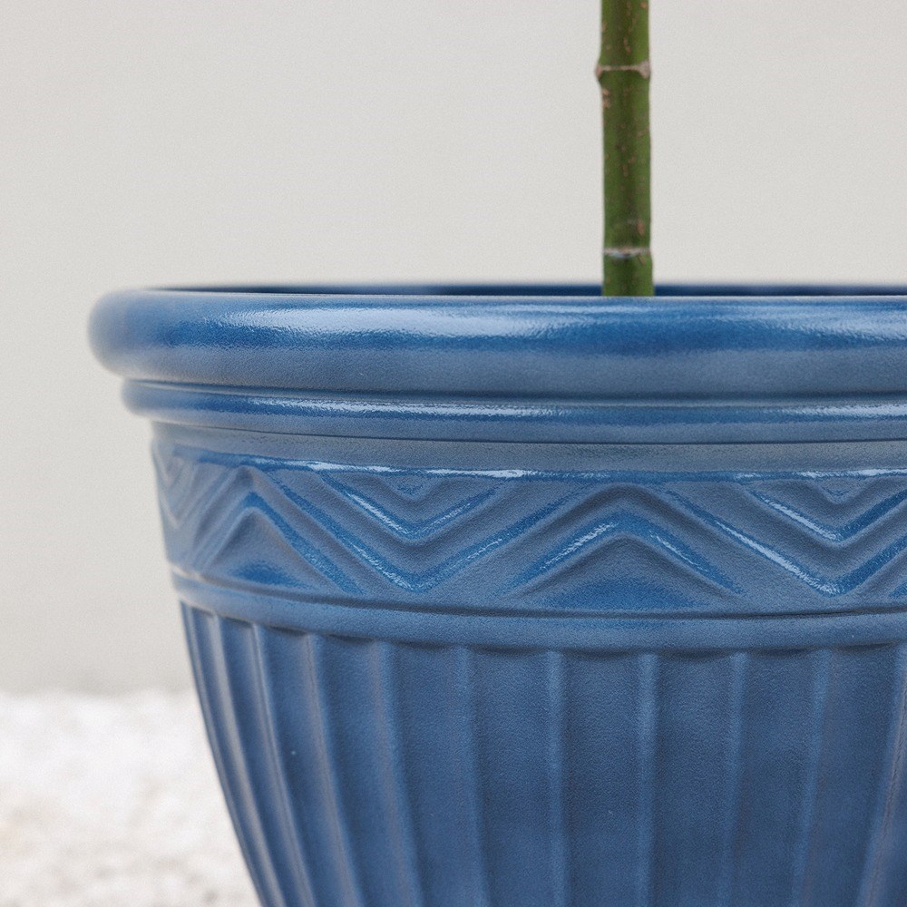 Marine Blue Stone Effect Tapered Round Planter