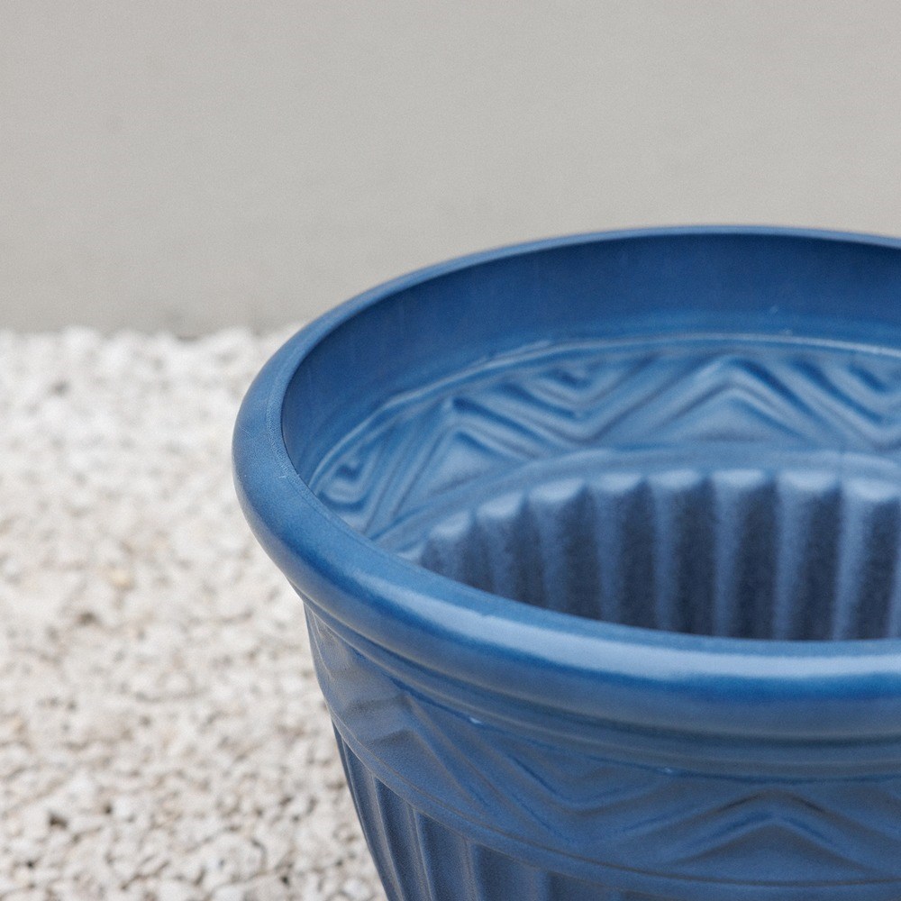 Marine Blue Stone Effect Tapered Round Planter